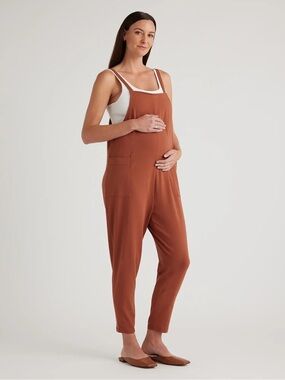 Quince Rust Brown Maternity Jumpsuit